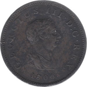 1806 HALFPENNY 3 ( GVF ) - Halfpenny - Cambridgeshire Coins