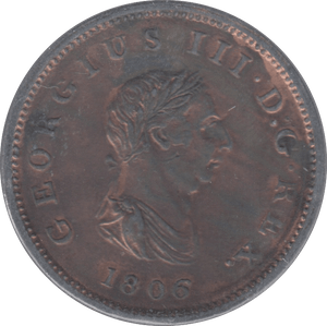 1806 HALFPENNY ( AUNC ) 3 - Halfpenny - Cambridgeshire Coins
