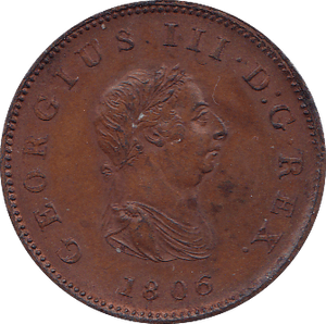 1806 HALFPENNY ( AUNC ) - Halfpenny - Cambridgeshire Coins