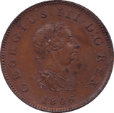 1806 HALFPENNY ( AUNC ) - Halfpenny - Cambridgeshire Coins
