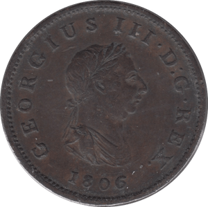 1806 HALFPENNY ( GVF ) 14 C - Halfpenny - Cambridgeshire Coins