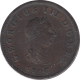 1806 HALFPENNY ( GVF ) 14 C - Halfpenny - Cambridgeshire Coins