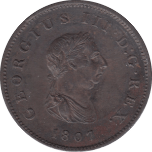 1807 HALFPENNY ( AUNC ) 5 - Halfpenny - Cambridgeshire Coins
