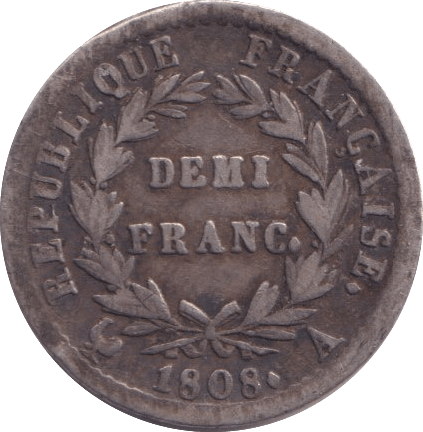 1808 SILVER 1/2 FRANCE - SILVER WORLD COINS - Cambridgeshire Coins