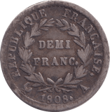 1808 SILVER 1/2 FRANCE - SILVER WORLD COINS - Cambridgeshire Coins