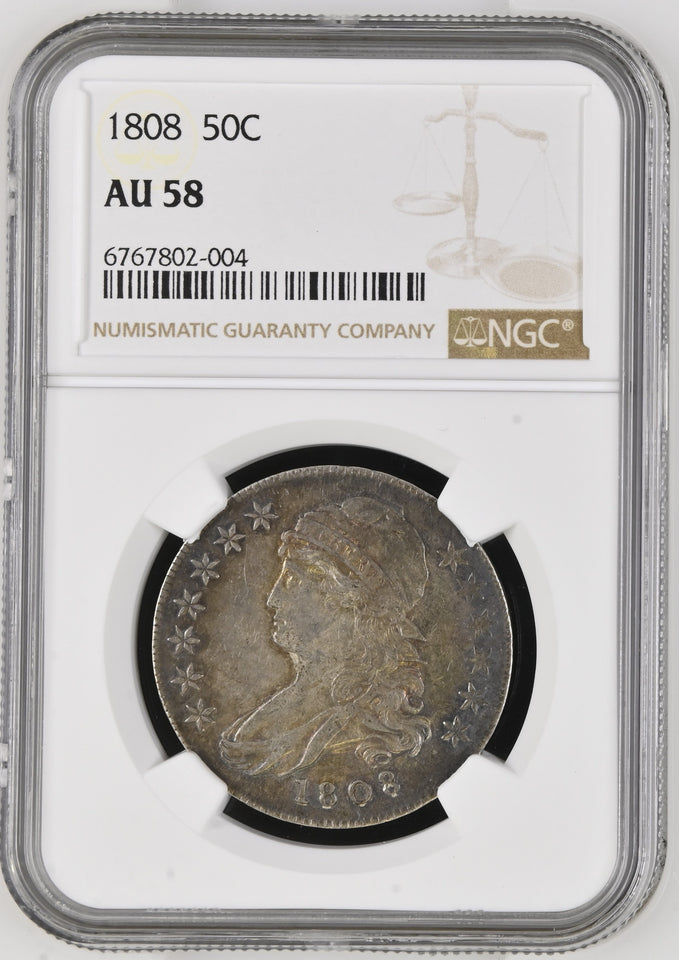 1808 SILVER 50 CENT USA (NGC) AU 58 - NGC CERTIFIED COINS - Cambridgeshire Coins