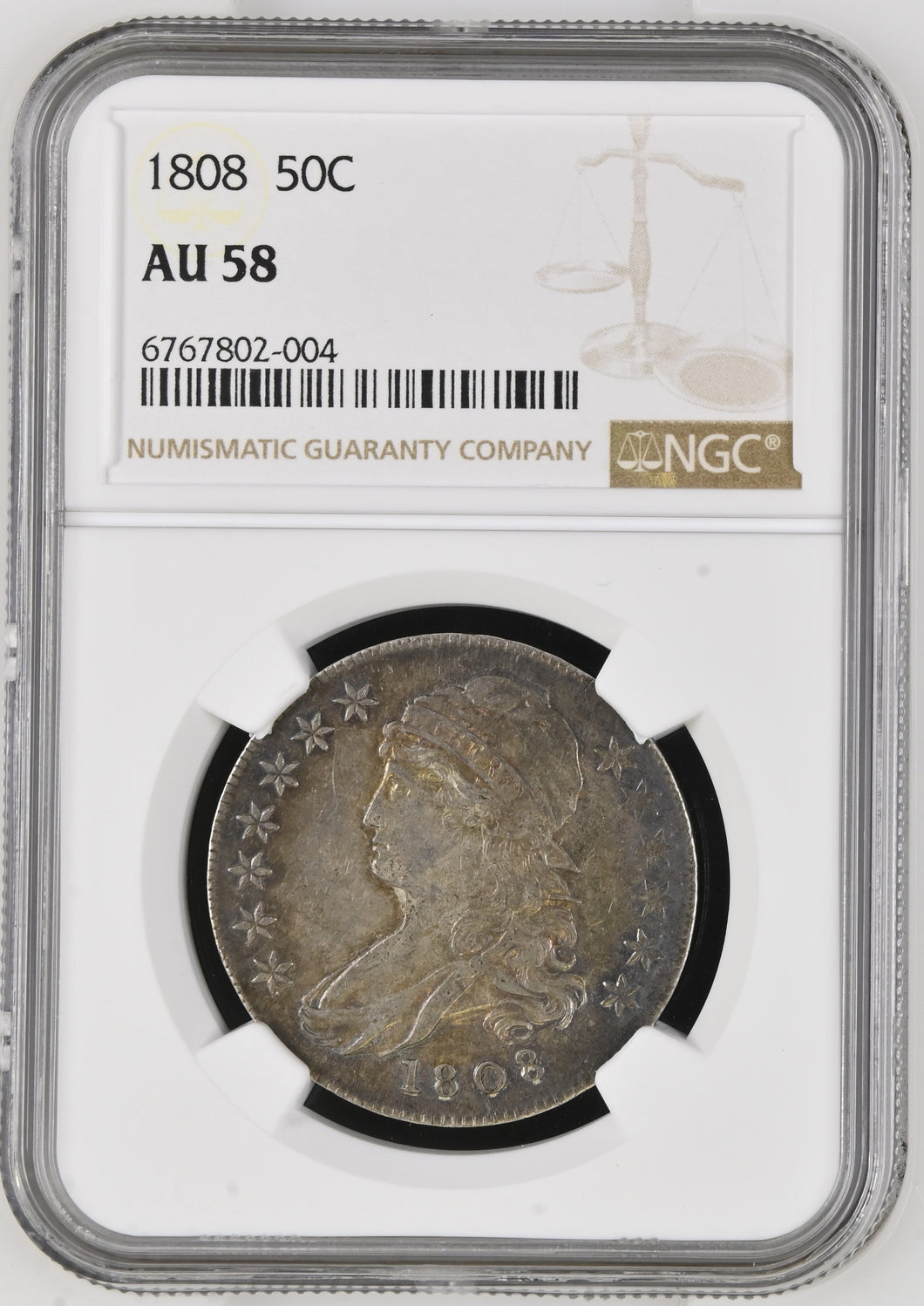 1808 SILVER 50 CENT USA (NGC) AU 58 - NGC CERTIFIED COINS - Cambridgeshire Coins