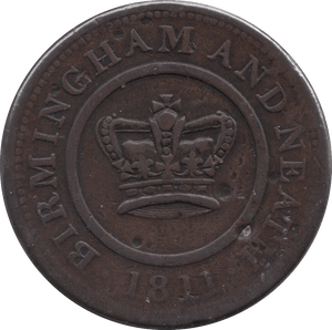 1811 BIRMINGHAM CROWN COPPER COMPANY PENNY TOKEN - Token - Cambridgeshire Coins