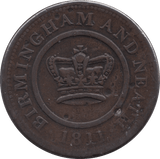 1811 BIRMINGHAM CROWN COPPER COMPANY PENNY TOKEN - Token - Cambridgeshire Coins