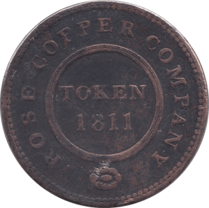 1811 HALFPENNY TOKEN BIRMINGHAM AND SWANSEA ROSE COPPER COMPANY - HALFPENNY TOKEN - Cambridgeshire Coins