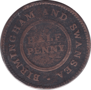 1811 HALFPENNY TOKEN BIRMINGHAM AND SWANSEA ROSE COPPER COMPANY - HALFPENNY TOKEN - Cambridgeshire Coins