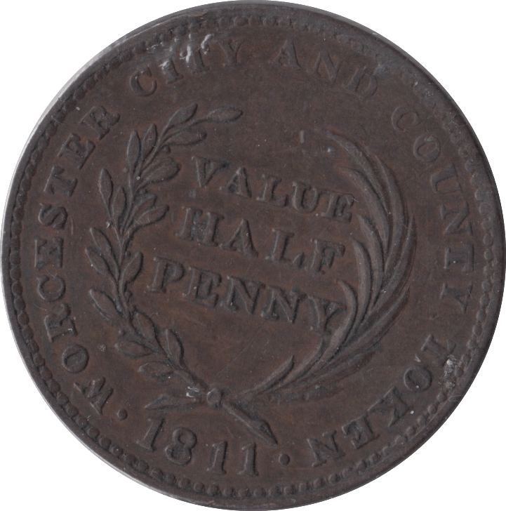 1811 HALFPENNY TOKEN WORCESTER - HALFPENNY TOKEN - Cambridgeshire Coins