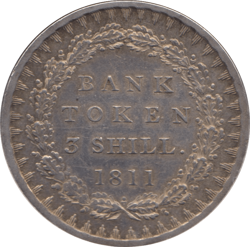 1811 SILVER BANK TOKEN THREE SHILLING ( EF ) - Token - Cambridgeshire Coins