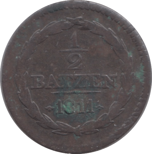 1811 SWITZERLAND 1/2 BATZEN - WORLD COINS - Cambridgeshire Coins