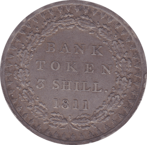 1811  SILVER BANK TOKEN 3 SHILLINGS ( VF ) C