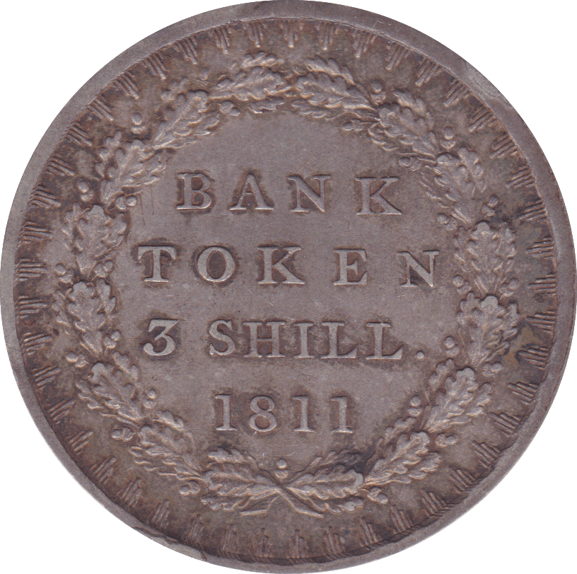 1811  SILVER BANK TOKEN 3 SHILLINGS ( VF ) B