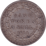 1811  SILVER BANK TOKEN 3 SHILLINGS ( VF ) B