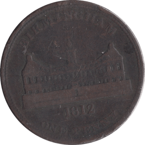 1812 BIRMINGHAM WORKHOUSE PENNY TOKEN - PENNY TOKEN - Cambridgeshire Coins