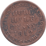 1812 HULL HALFPENNY TOKEN REF 358 - Token - Cambridgeshire Coins