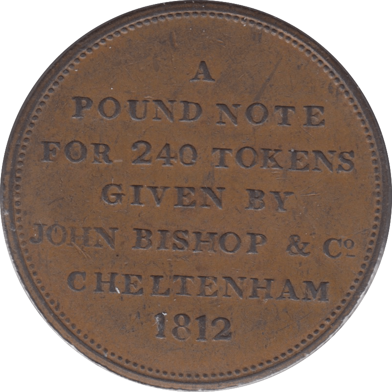 1812 JOHN BISHOP & CO CHELTENHAM ONE PENNY TOKEN - Token - Cambridgeshire Coins