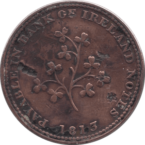 1813 DUBLIN HALFPENNY TOKEN REF 396 - HALFPENNY TOKEN - Cambridgeshire Coins