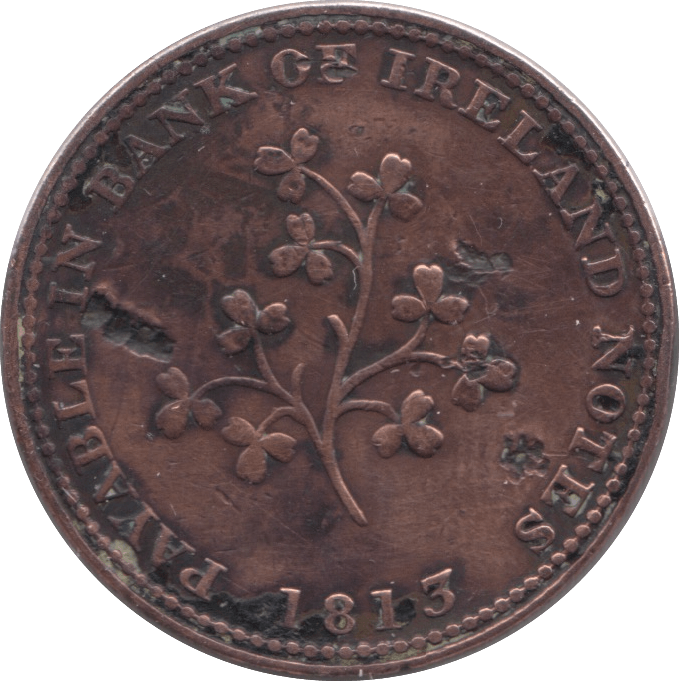 1813 DUBLIN HALFPENNY TOKEN REF 396 - HALFPENNY TOKEN - Cambridgeshire Coins