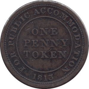 1813 NEWCASTLE PUBLIC ACCOMMODATION COTTON WORKS PENNY TOKEN - Token - Cambridgeshire Coins