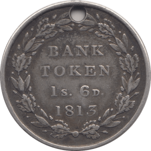 1813 SILVER BANK TOKEN ONE SHILLING AND SIXPENCE - Token - Cambridgeshire Coins