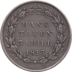 1813 SILVER BANK TOKEN THREE SHILLING ( VF ) - BANK TOKEN - Cambridgeshire Coins