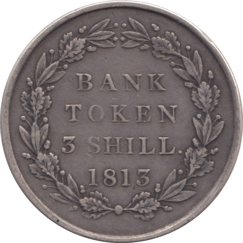 1813 SILVER BANK TOKEN THREE SHILLING ( VF ) - BANK TOKEN - Cambridgeshire Coins