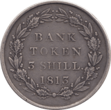 1813 SILVER BANK TOKEN THREE SHILLING ( VF ) - BANK TOKEN - Cambridgeshire Coins