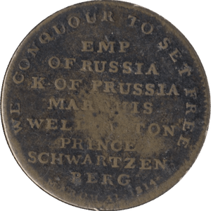 1814 PRINCE SWARTZENBERG DEVIL ASS EMP OF RUSSIA BRASS TOKEN - OTHER TOKENS - Cambridgeshire Coins