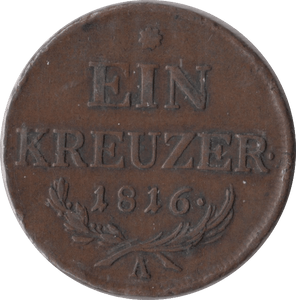 1816 AUSTRIA ONE KREUZER - WORLD COINS - Cambridgeshire Coins