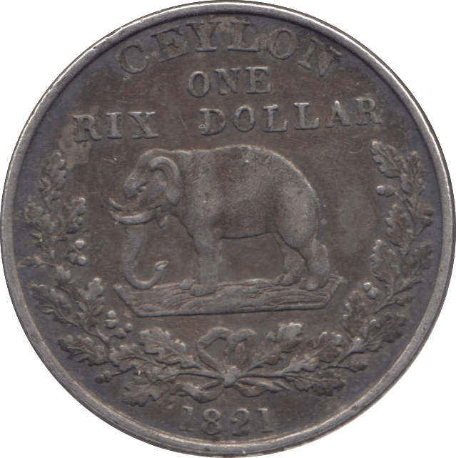 1821 SILVER CEYLON RIX DOLLAR - WORLD SILVER COINS - Cambridgeshire Coins