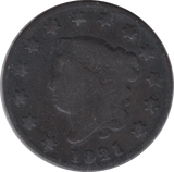 1821 USA ONE CENT - WORLD COINS - Cambridgeshire Coins