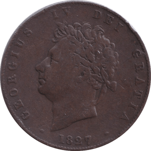 1827 HALFPENNY ( FINE ) - Halfpenny - Cambridgeshire Coins