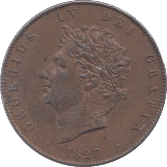 1827 HALFPENNY ( UNC ) - Halfpenny - Cambridgeshire Coins