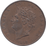 1827 HALFPENNY ( UNC ) - Halfpenny - Cambridgeshire Coins
