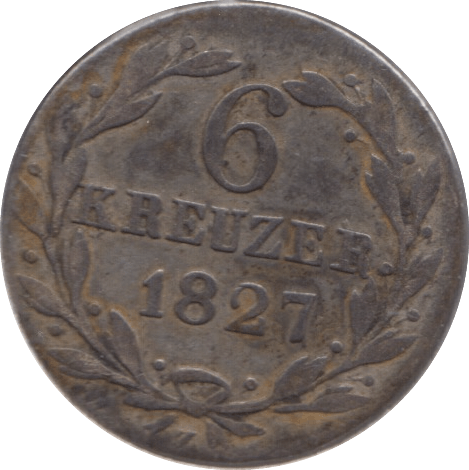 1827 SILVER 6 KREUZER NASAU - WORLD SILVER COINS - Cambridgeshire Coins
