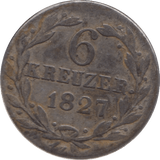 1827 SILVER 6 KREUZER NASAU - WORLD SILVER COINS - Cambridgeshire Coins