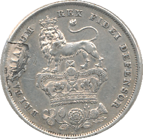 1827 SHILLING ( VF ) WITH SLIGHT DAMAGE - Shilling - Cambridgeshire Coins