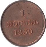 1830 ONE DOUBLE GUERNSEY - WORLD COINS - Cambridgeshire Coins