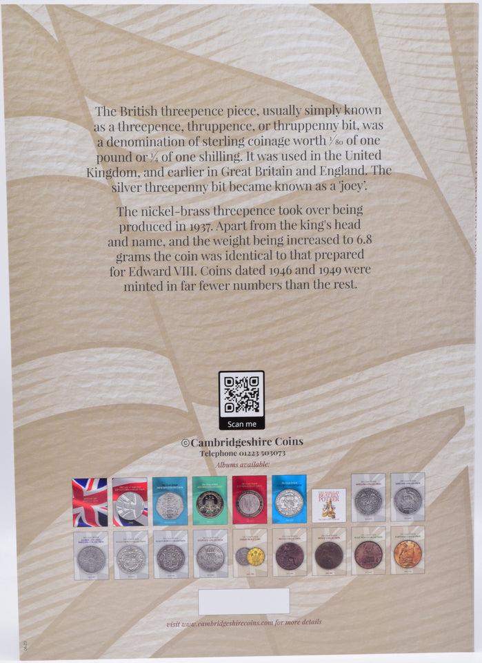 1834 - 1970 THREEPENCE COIN COLLECTORS ALBUM - Coin Album - Cambridgeshire Coins