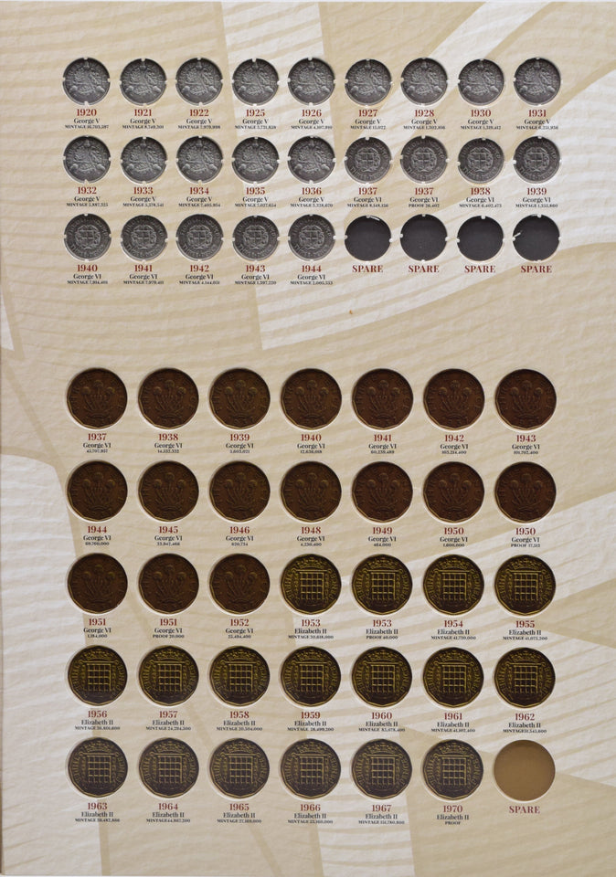 1834 - 1970 THREEPENCE COIN COLLECTORS ALBUM - Coin Album - Cambridgeshire Coins