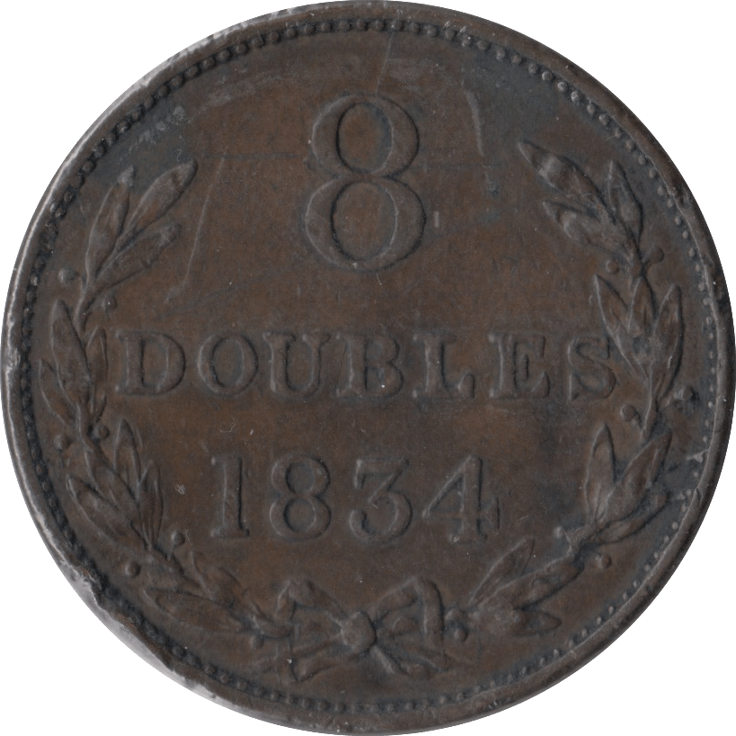 1834 8 DOUBLES GUERNSEY - WORLD COINS - Cambridgeshire Coins