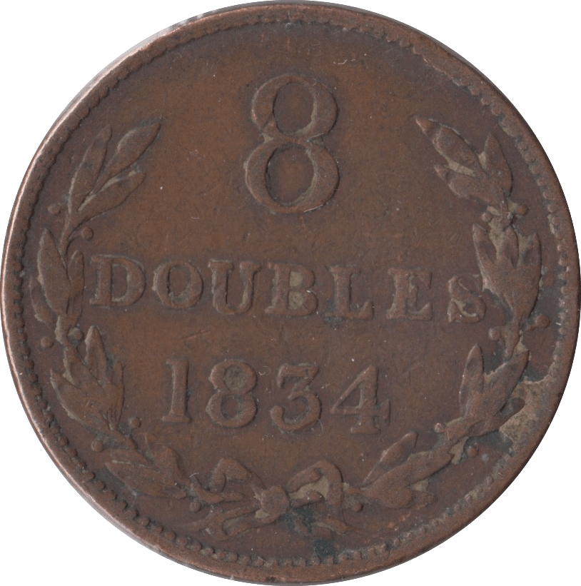 1834 8 DOUBLES GUERNSEY - WORLD COINS - Cambridgeshire Coins