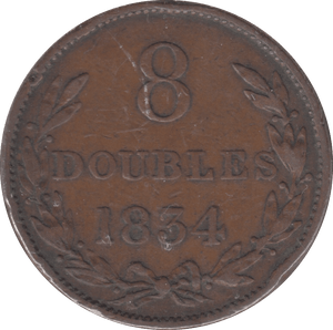 1834 8 DOUBLES GUERNSEY - WORLD COINS - Cambridgeshire Coins