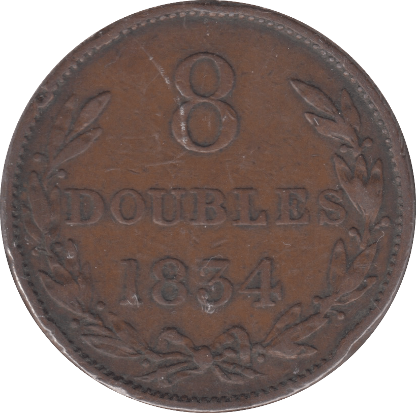 1834 8 DOUBLES GUERNSEY - WORLD COINS - Cambridgeshire Coins