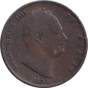 1834 HALFPENNY ( FINE ) - Halfpenny - Cambridgeshire Coins