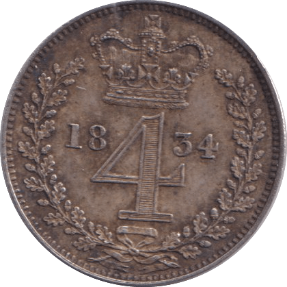 1834 MAUNDY FOURPENCE ( EF ) - Maundy Coins - Cambridgeshire Coins